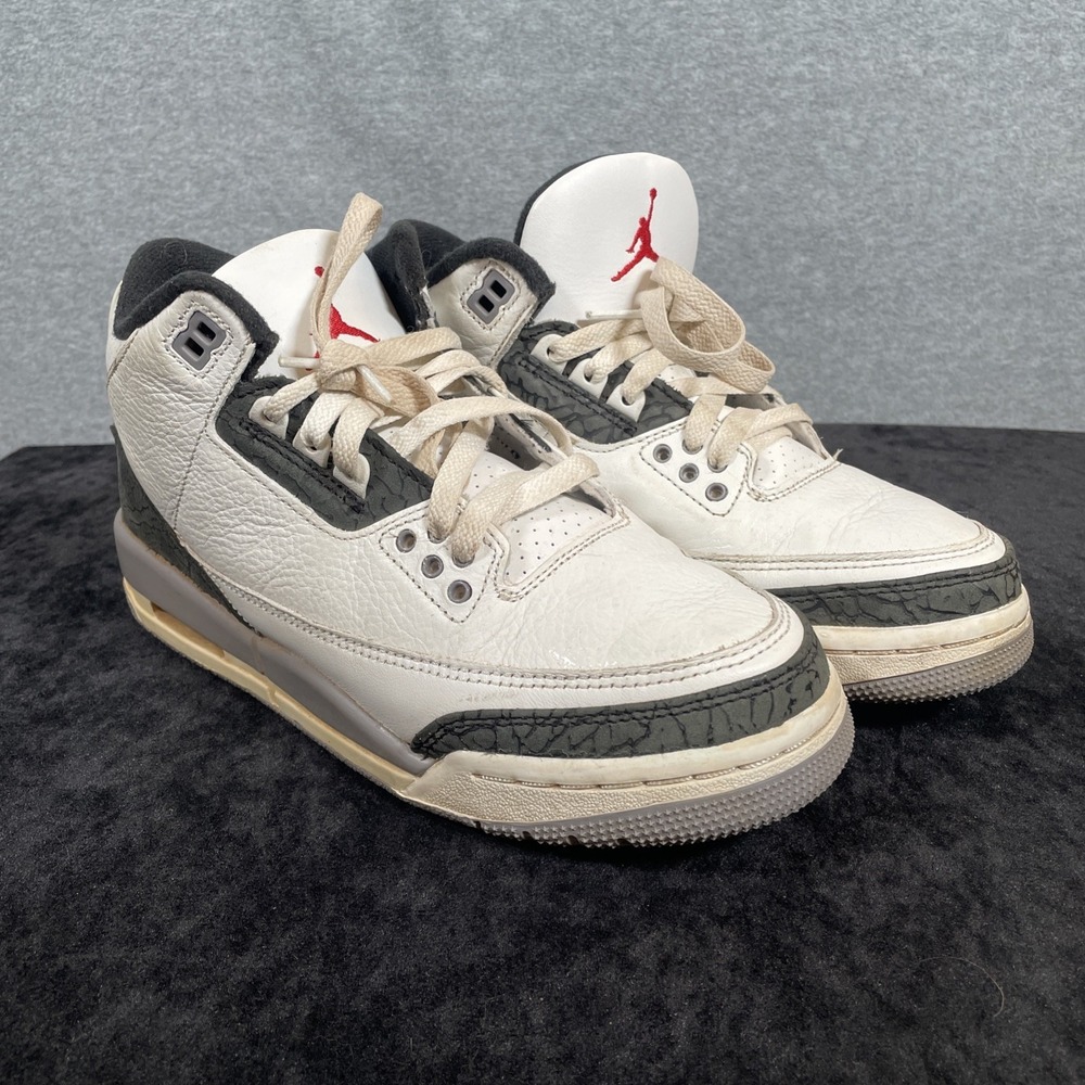 Nike Air Jordan 3 Retro Youth 7Y Cement Grey White Black Leather DM0967-106 GS